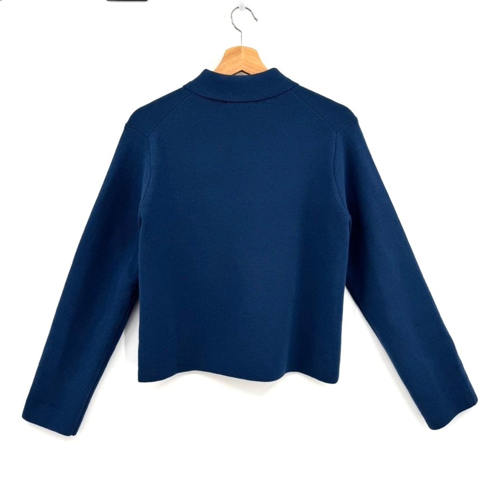 Uniqlo Washable Milano Ribbed Collared Jacket in Blue with Pockets Size M - Picture 3 of 11